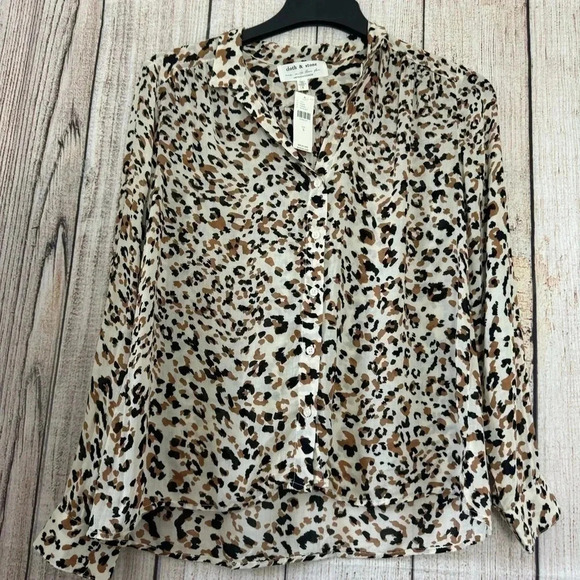 Anthropologie Clothe & Stone Luisa Leopard button down womens shirt size Small - Picture 5 of 14